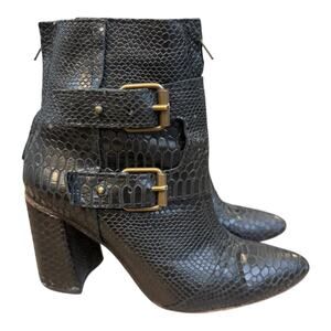Freebird by Steven Joey Snake Embossed Black Leather Boot Women size 10